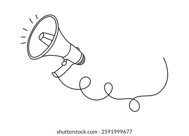 Megaphone loudspeaker icon continuous single line drawing of Minimalist style vector illustration on white background