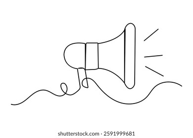 Megaphone loudspeaker icon continuous single line drawing of Minimalist style vector illustration on white background