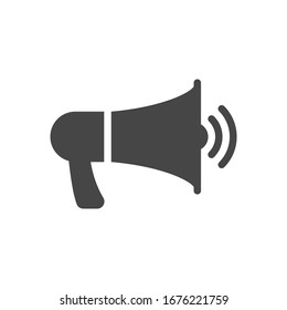 Megáfono, icono de altavoz de estilo plano aislado sobre fondo blanco. Ilustración vectorial.