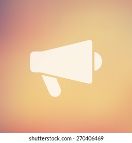 Megaphone, loudspeaker icon in flat style for web and mobile, modern minimalistic flat design. Vector white icon on gradient mesh background