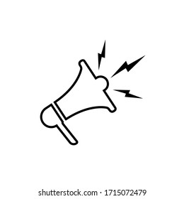 Megaphone or loudspeaker icon line in black simple design on an isolated background. EPS 10 vector