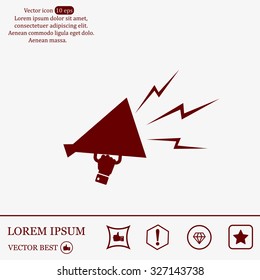 Megaphone, loudspeaker icon. Loud-hailer symbol