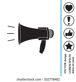 Megaphone, loudspeaker icon. Loud-hailer symbol