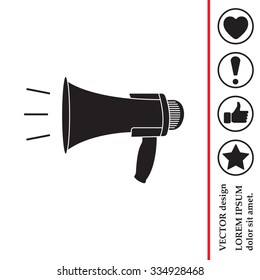 Megaphone, loudspeaker icon. Loud-hailer symbol