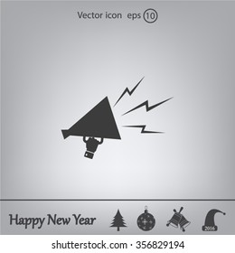 Megaphone, loudspeaker icon. Loud-hailer symbol