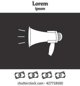 Megaphone, loudspeaker icon. Loud-hailer symbol