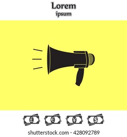 Megaphone, loudspeaker icon. Loud-hailer symbol