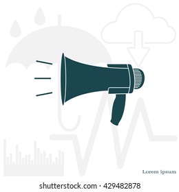 Megaphone, loudspeaker icon. Loud-hailer symbol