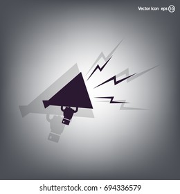 Megaphone, loudspeaker icon. Loud-hailer symbol