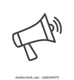 Megaphone, loudspeaker icon in outline style isolated on white background. Vector illustration.