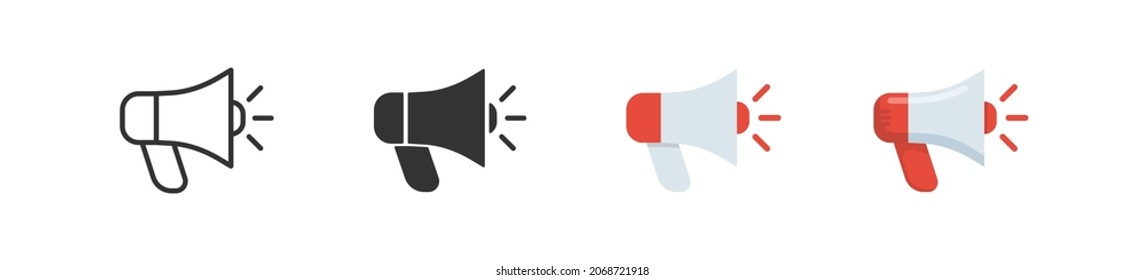 Megaphone loudspeaker icon set in flat style. Vector illustration