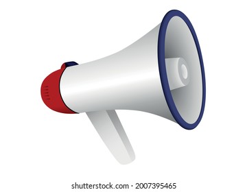 Altavoz Megaphone aislado en fondo blanco, imagen vectorial para banners, publicidad, conceptos de marketing, ventas