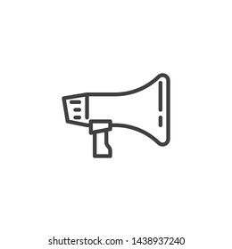 Megaphone, loudspeaker line icon. linear style sign for mobile concept and web design. Bullhorn audio announcement outline vector icon. Symbol, logo illustration. Vector graphics