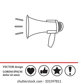 Megaphone, loudspeaker line icon. Loud-hailer symbol