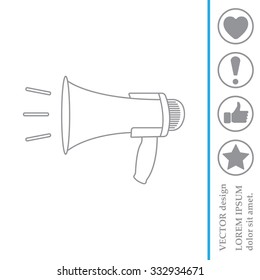 Megaphone, loudspeaker line icon. Loud-hailer symbol