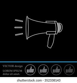 Megaphone, loudspeaker line icon. Loud-hailer symbol