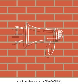 Megaphone, loudspeaker line icon. Loud-hailer symbol