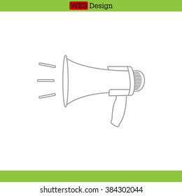 Megaphone, loudspeaker line icon. Loud-hailer symbol