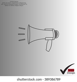 Megaphone, loudspeaker line icon. Loud-hailer symbol