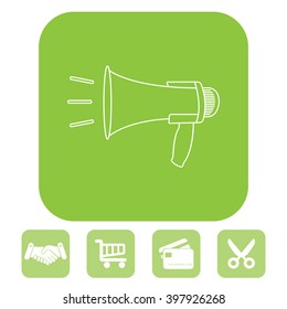 Megaphone, loudspeaker line icon. Loud-hailer symbol