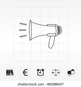 Megaphone, loudspeaker line icon. Loud-hailer symbol