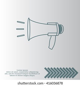 Megaphone, loudspeaker line icon. Loud-hailer symbol