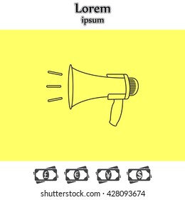 Megaphone, loudspeaker line icon. Loud-hailer symbol