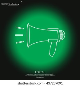 Megaphone, loudspeaker line icon. Loud-hailer symbol