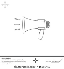 Megaphone, loudspeaker line icon. Loud-hailer 