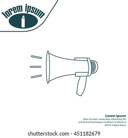 Megaphone, loudspeaker line icon. Loud-hailer 