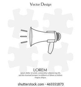 Megaphone, loudspeaker line icon. Loud-hailer 