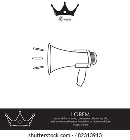 Megaphone, loudspeaker line icon. Loud-hailer 