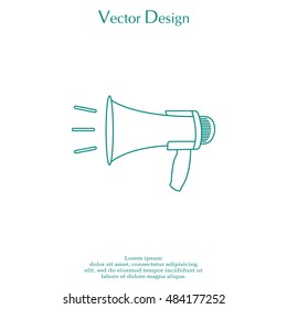 Megaphone, loudspeaker line icon. Loud-hailer 