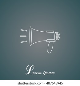 Megaphone, loudspeaker line icon. Loud-hailer 