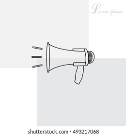 Megaphone, loudspeaker line icon. Loud-hailer 