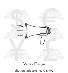 Megaphone, loudspeaker line icon. Loud-hailer 