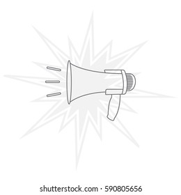 Megaphone, loudspeaker line icon. Loud-hailer 