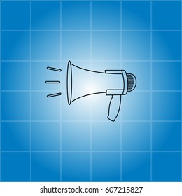 Megaphone, loudspeaker line icon. Loud-hailer 
