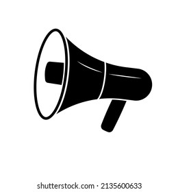 Megaphone loudspeaker logo for marketing advertising. Megaphone icon or its silhouette for broadcasting and ads, UI. Isolated volume amplifier on white background. Vector graphics