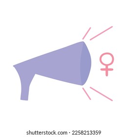 megaphone loudspeaker on a white background. Women's Rights Placard, Girl Power Concept. Women's Rights, Feminism Print