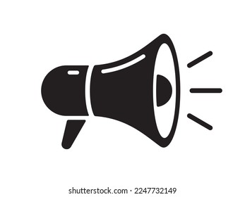 Megaphone, loudspeaker realistic icon. Business news banner. Announce an sale offer by loudspeaker. Attention megaphone icon. Portable promotion loudspeaker. Vector