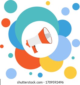 Megaphone, loudspeaker. realistic loudspeaker on the background of multi-colored circles. Vector illustration. Vector.