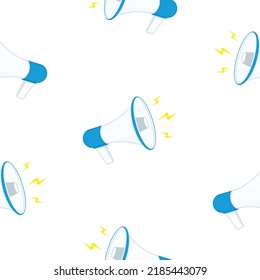 Megaphone, Loudspeaker seamless background. Design element for poster, emblem or flyer. Social media, promotion or marketing concept. Vector illustration.
