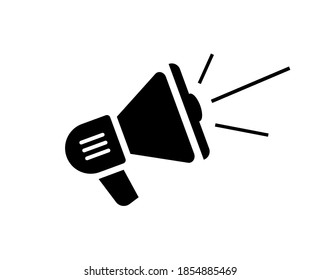 Vector de ícono de grito Megaphone, símbolo de anuncio de la bocina del altavoz, silueta aislada