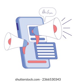 Megaphone or Loudspeaker and Smartphone Screen as Promotion and Marketing Vector Illustration