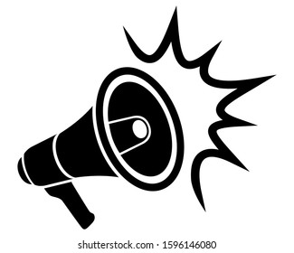 megaphone loudspeaker for sound message black icon stock vector illustration isolated on white background