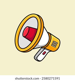Megaphone. Loudspeaker, speaker, bullhorn alert.