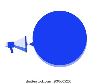Megaphone or loudspeaker with speech bubble and quote attention please. Promotion communication banner.
