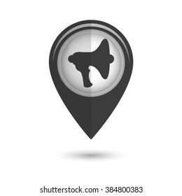 Megaphone; loudspeaker - vector icon;  black map pointer