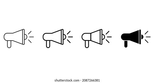 Megaphone and Loudspeaker vector icons set. Public announcement. Sale campaign announce